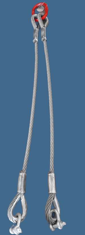 Zawiesie linowe dwucięgnowe z kauszą i szaklą Zawiesie linowe dwucięgnowe z kauszą i szaklą